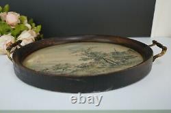 Antique Wood Serving Tray With Handles