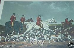 Antique Wood/glass Serving Tray Horse/hound Engraving English Hunting Scene