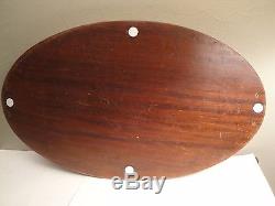 Antique Wooden Handled Serving Tray Large Oval 25x15 Inlaid Victorian Design