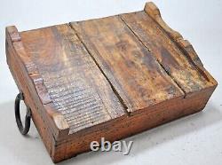 Antique Wooden Rectangle Kitchen Basket Tray With Handles Original Hand Crafted