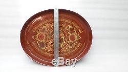 Antique Wooden Straw Stick Woven Lacquered Serving Tray Southern Deccan Plate
