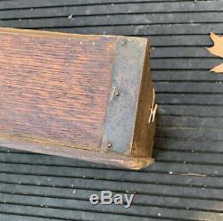 Antique Wooden Tiger Oak Serving Tray 28 1/2 X 16 1/4 Inches With Brass Corners
