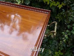 Antique vintage very serving large wooden tray with brass handles