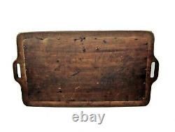 Antique wooden serving tray Pyrography / pokerwork with glass