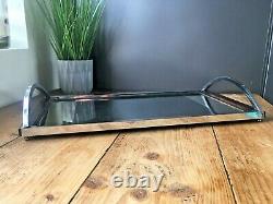 Art Deco Arched Chrome Wood Mirrored Cocktail Drinks Teaset Serving Tray Bar 30s