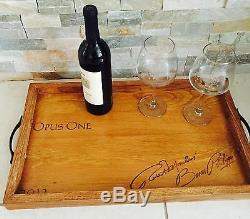 Artisan Wine Tray Handmade White Oak and Opus One original Panel Serving tray