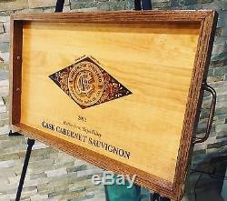 Artisan Wine Tray Handmade White Oak and Rubicon original Panel Serving tray