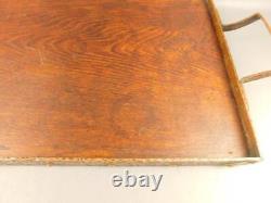 Arts & Crafts Serving Tray Hand Hammered Copper & Wood 22.5'