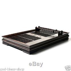 Asian ebony teatray Chinese character blessing carved cup holder solid wood tray