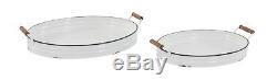 August Grove Emlenton Traditional Round Serving Tray with Handles Set of 2