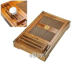 Authentic Japanese Chinese Gongfu Table Serving Tray Box for Kungfu Tea Wood NEW