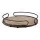 Authentic Vintage Acela Natural Wood Round Wine Tray Serving For Ottoman