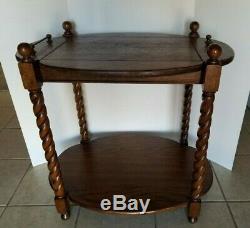BAR SERVING CART STAND BARLEY TWIST WOOD with Top Removable Tray
