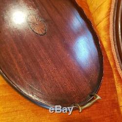 BEAUTIFUL Antique Marquetry Wood Serving Tray Free shipping
