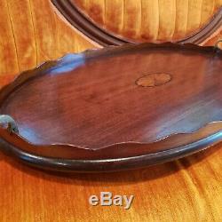 BEAUTIFUL Antique Marquetry Wood Serving Tray Free shipping