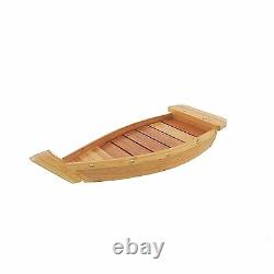 BambooMN Bamboo Wood Sushi Boat Serving Display Tray, Carbonized Brown