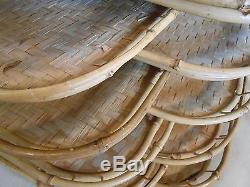 Bamboo Rattan Woven Breakfast Serving Trays 19 X 13 Set of 11 Tiki Wicker Wood