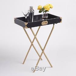 Bar Carts & Butler Trays Black Gold Wood Iron Storage Serving Dishes Dining Home