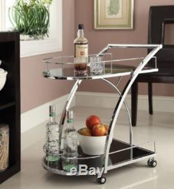 Bar Serving Cart Rolling Storage Tray Trolley Beverage Holder Wine Drink Kitchen