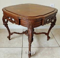 Beautiful Antique/Vtg Carved Mahogany Wood Serving Tray Side/End Accent Table