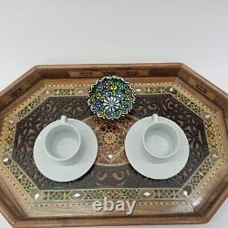 Beautiful Gift Decoration Inlaid Mosaic Wood Serving Tray 43 Cm 27 Cm