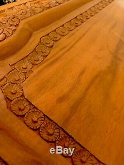 Beautiful Ornately Carved Eastern Teak Large Serving Tray Floral Art Design