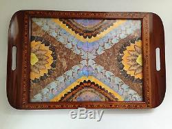 Beautiful Unique Carlos Zipperer Sobr Butterly Wing Mosaic Wooden Serving Tray