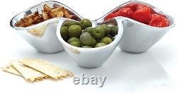 Bella Triple Condiment Server 3 Part Divided Serving Tray for Condiments, Dips