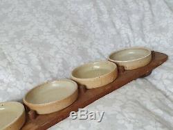 Bernard Leach Pottery, St Ives Stoneware serving dishes on wood tray