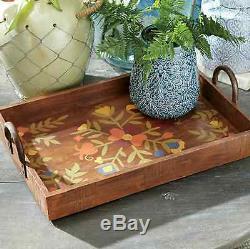Birch Lane Sonia Tray Decorative Serving Table Tray Decor Wood Brown with Handles