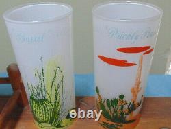 Blakely Gas and Oil Cactus 8 Glasses Pitcher and Wooden Serving Tray