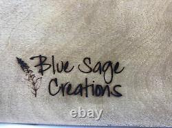 Blue Sage Creations Large Wooden Serving Ottoman Tray Mahogany & Slate 18x11x2