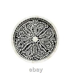 Bone Inlay Black Round Tray Decorative Serving Tray For Your Favorites Free Ship