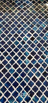 Bone Inlay Chevron Tray blue. Geometric pattern