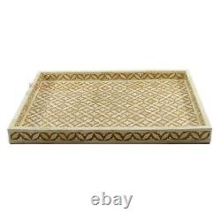 Bone Inlay Kitchen Serving Tray Vintage Dining Table Tray Home Decor Gift Art