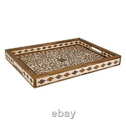 Bone Inlay Kitchen Serving Tray Vintage Handmade Dining Table Home Decor Gift