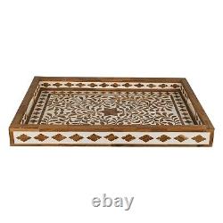Bone Inlay Kitchen Serving Tray Vintage Handmade Dining Table Home Decor Gift