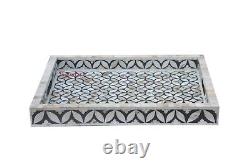 Bone Inlay Serving Kitchen Dining Table Tray Vintage Handmade Home Decor Tray