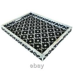 Bone Inlay Serving Kitchen Tray Home Dining Table Decor Tray Vintage Gift Art