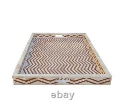 Bone Inlay Serving Tray Vintage Handmade Dining Table Tray Home Decor Gift Art