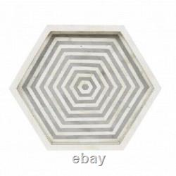 Bone Inlay Tray Hexagon Modern Pattern Tray Serving Food Wooden Kitchen Tray