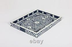 Bone Inlay Tray, Serving Tray Handmade Kitchen Tray Floral Pattern Home Décor