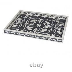 Bone Inlay Tray, Serving Tray Handmade Kitchen Tray flower Pattern Home decor
