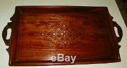 Brass Inlaid Solid Teak Serving Tray