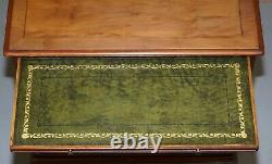 Burr Yew Wood Chest Of Drawers Butlers Leather Serving Tray Large Side Table