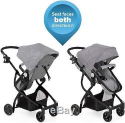 Car Seat Stroller 3 In 1 Travel System Infant Reversible Seat Cup Canopy Baby