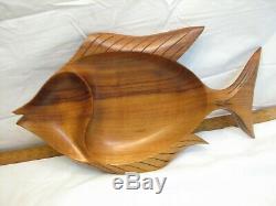 Carved Koa Wood Fish Tray Serving Bowl Blair Honolulu Hawaii Tiki Ocean Figural