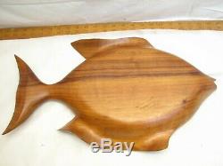 Carved Koa Wood Fish Tray Serving Bowl Blair Honolulu Hawaii Tiki Ocean Figural