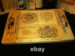 Chateau Pavie wine serving tray/ wooden wine box/ 6 French wineries