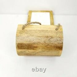 Cheese Charcuterie Board Bread Tray 19 Wood Sleigh Marble Center Hanging Rope